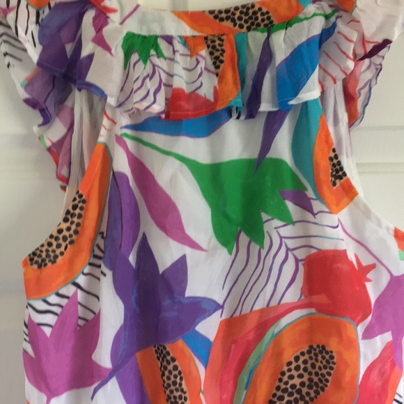 Oliphant ruffle neck maxi dress in papaya floral print M - Picture 9 of 13